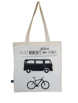 Bild in Slideshow öffnen, Tasche Bio Baumwolle Collect Moments mit langen Henkel Fair Trade
